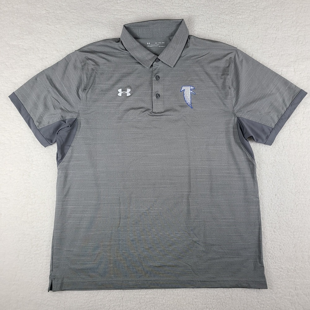 Under Armour Polo Shirt Mens 2XL XXL Gray Loose Heatgear Performance Falcon Golf